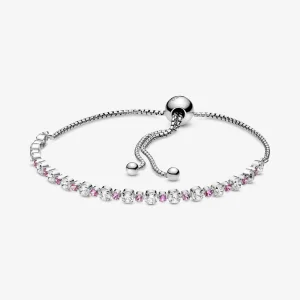 (изображение за) Сребърна гривна Плъзгач Pink & Clear Sparkle - 598517C02