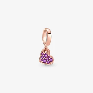 Талисман висулки Пандора Royal Purple Pavé Наклонено сърце - 789 (изображение за) Талисман висулки Пандора Royal Purple Pavé Наклонено сърце - 789