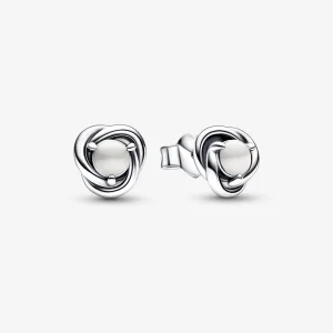 (изображение за) PANDORA Бели Обеци с Кръгла Вечност за месец Юни - 292335C03
