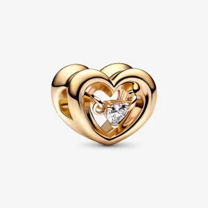 (изображение за) PANDORA Самозабавна прикачка със сърце и плаващ камък - 762493C0