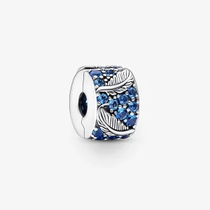 (изображение за) PANDORA Закръглен перо и Паве Клип Обеци - 792552C01
