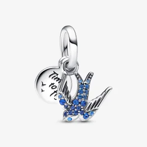 (изображение за) PANDORA Сияйна лястовица и цитат - Двойно висулка - 792570C01