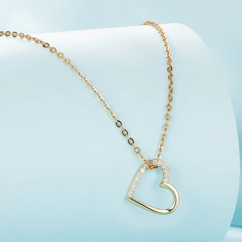(изображение за) Pandora стил 14K Сърце Окачен Колие - SCN347-B - Преглед 3