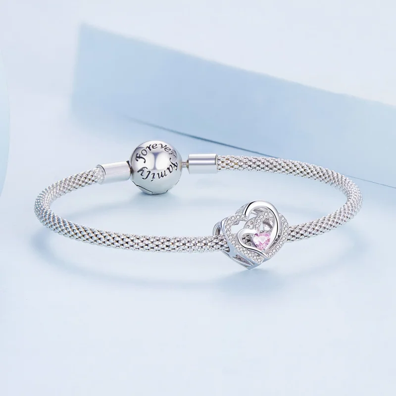 (изображение за) Pandora стил Двойно сърце обеци - BSC695 - Преглед 5