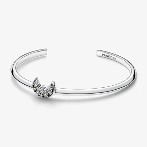 (изображение за) Pandora Луна сребърна отворена гривна с ясни кубични цирконии - 