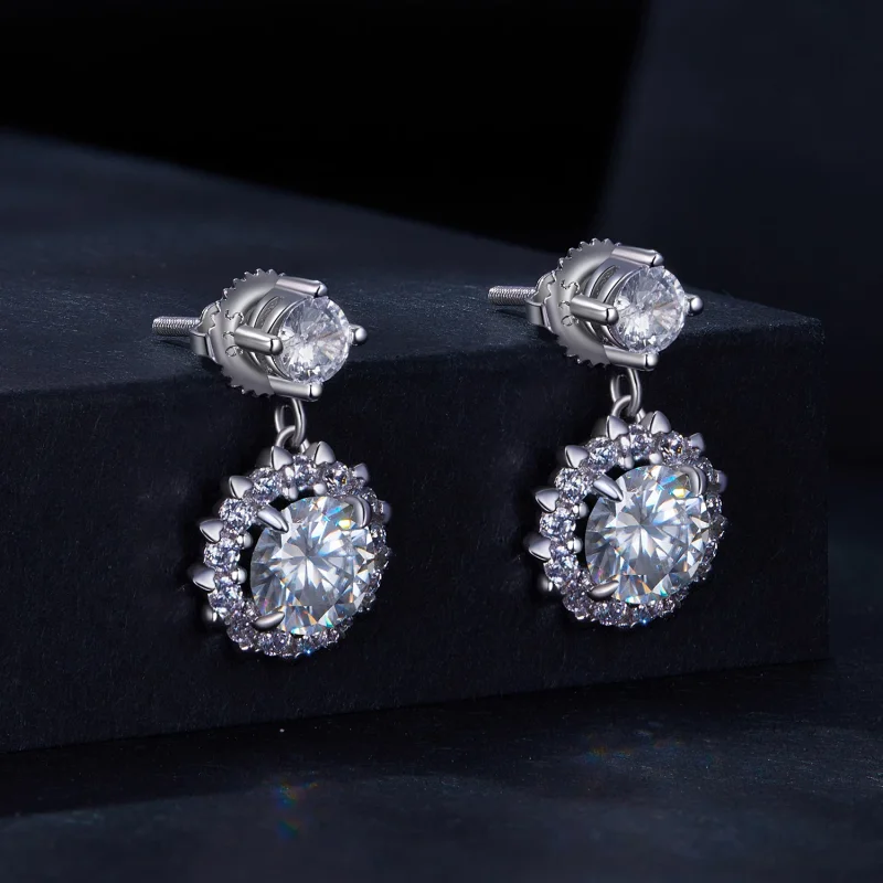 (изображение за) Pandora стил 1Ct Moissanite обици - MSE028 - Преглед 2