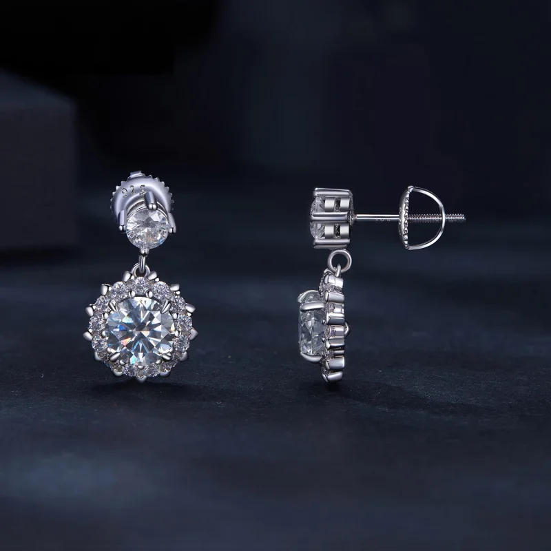 (изображение за) Pandora стил 1Ct Moissanite обици - MSE028 - Преглед 3