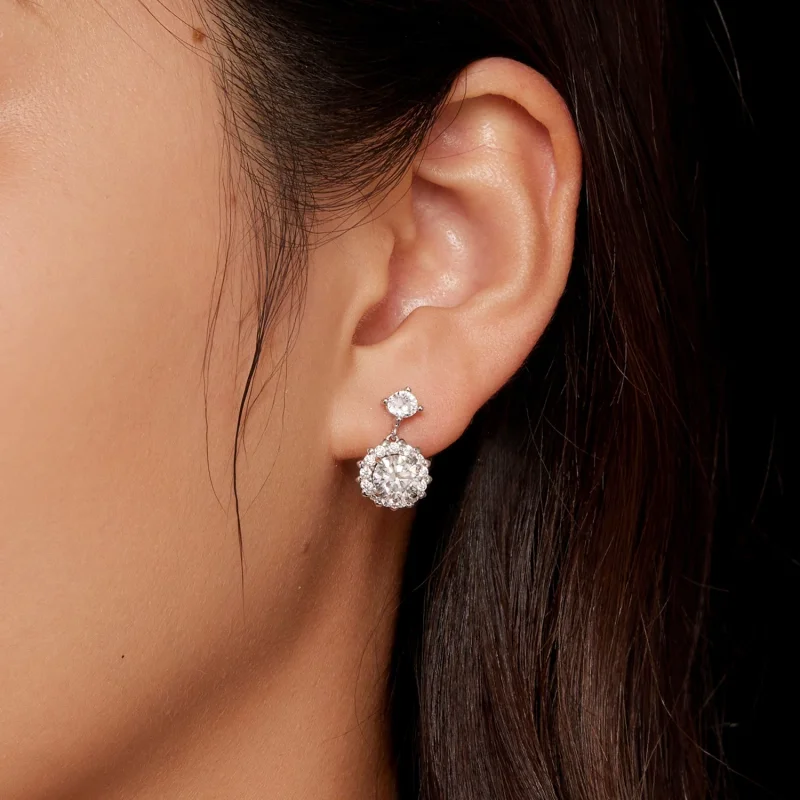 (изображение за) Pandora стил 1Ct Moissanite обици - MSE028 - Преглед 5