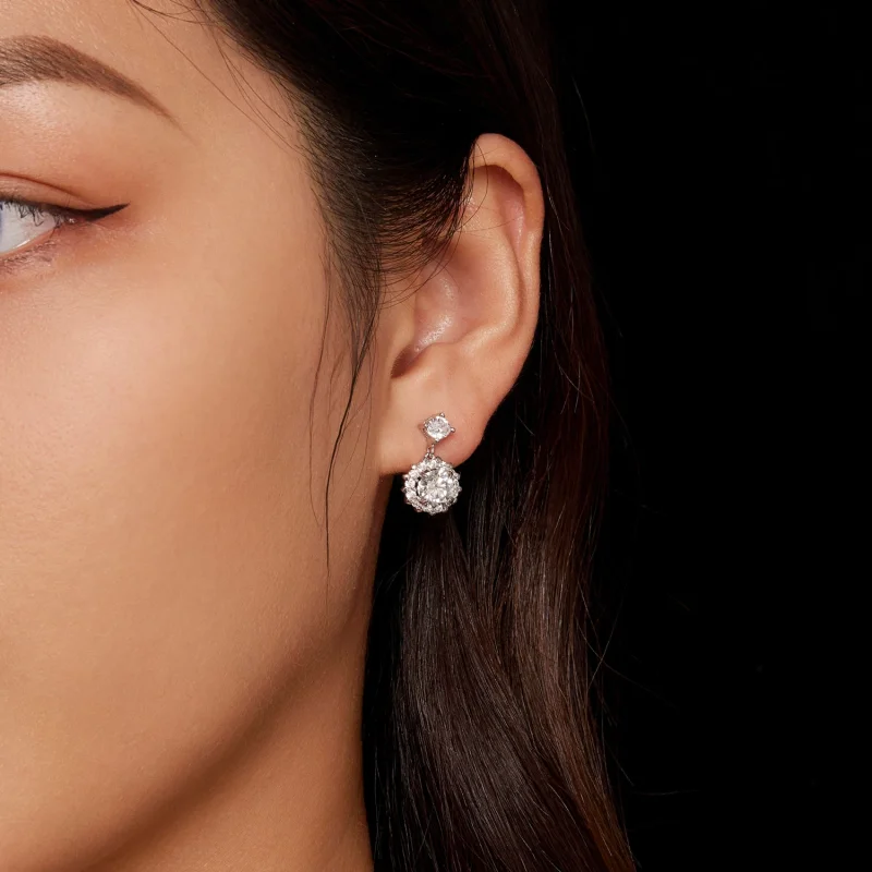 (изображение за) Pandora стил 1Ct Moissanite обици - MSE028 - Преглед 7