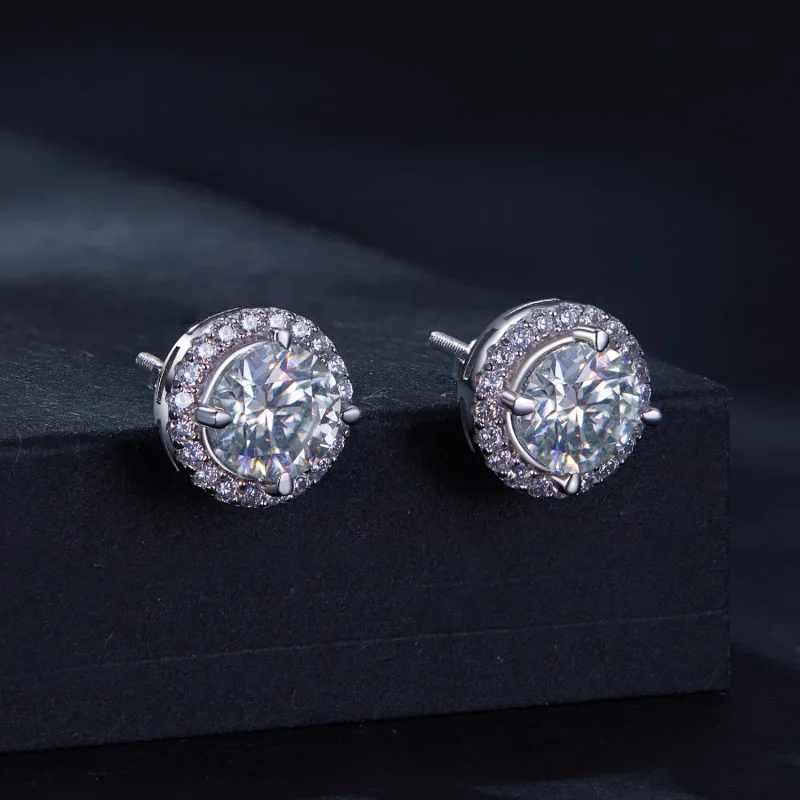 (изображение за) Pandora стил 1Ct Moissanite обици (Два сертификата) - MSE039 - Преглед 2