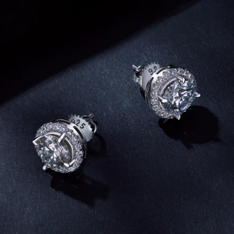 (изображение за) Pandora стил 1Ct Moissanite обици (Два сертификата) - MSE039 - Преглед 3