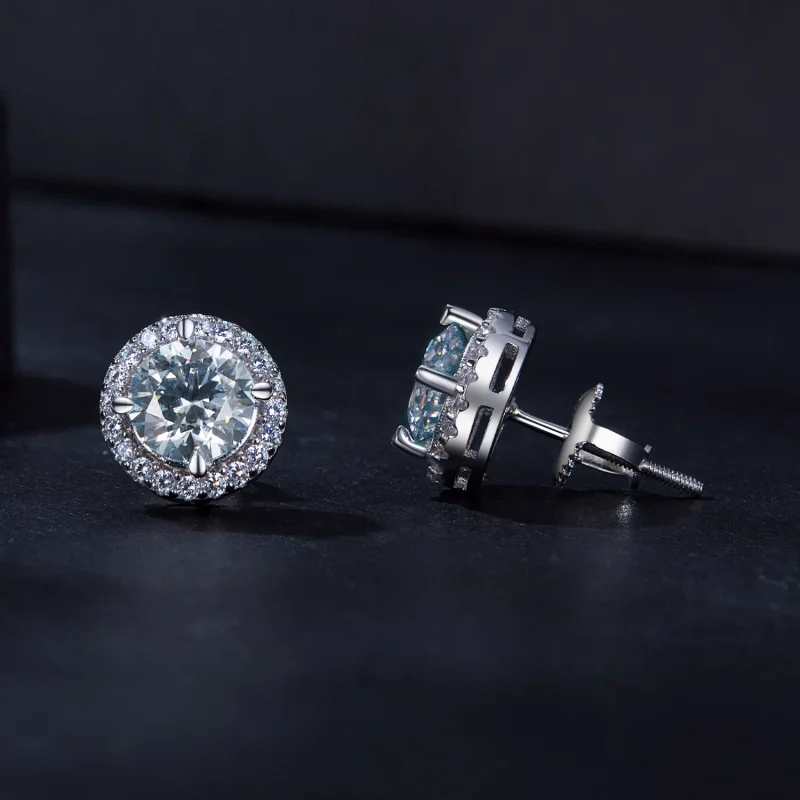 (изображение за) Pandora стил 1Ct Moissanite обици (Два сертификата) - MSE039 - Преглед 4