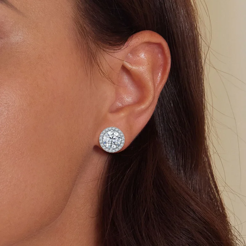 (изображение за) Pandora стил 1Ct Moissanite обици (Два сертификата) - MSE039 - Преглед 5