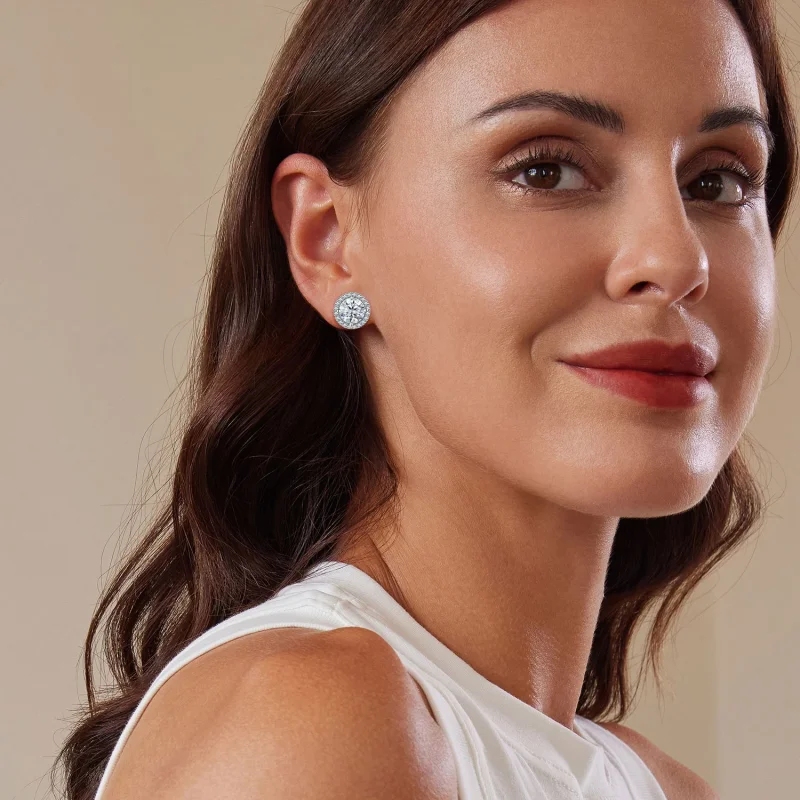 (изображение за) Pandora стил 1Ct Moissanite обици (Два сертификата) - MSE039 - Преглед 6