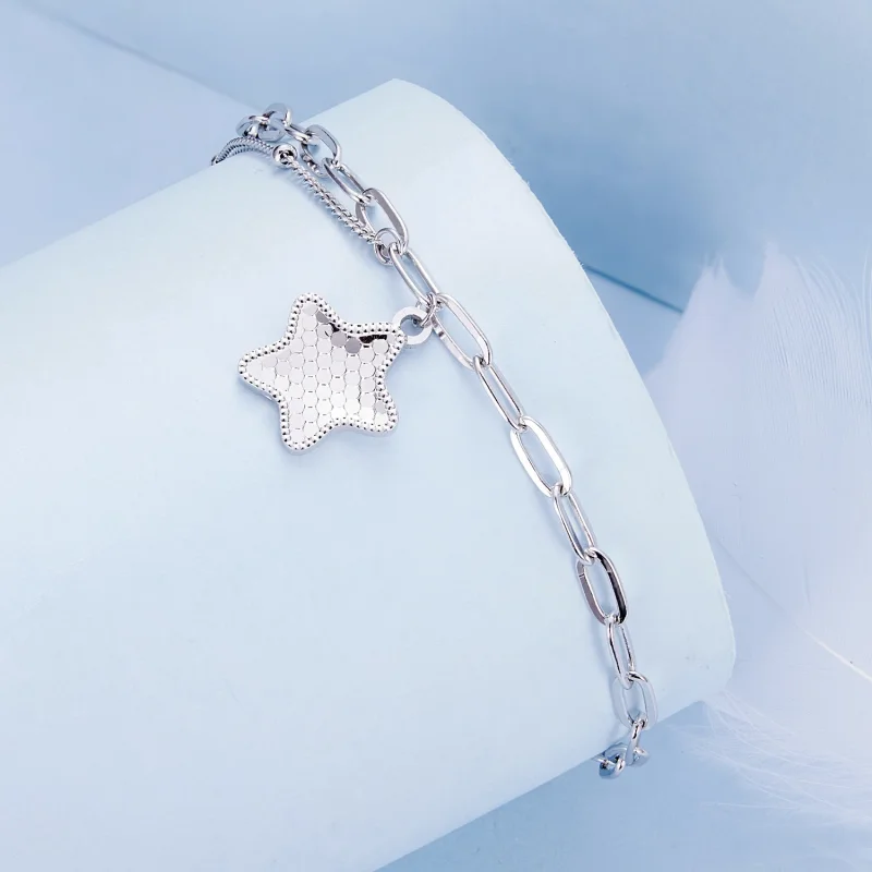 (изображение за) Pandora стил Бляскава Висулка Верижка Гривна - BSB137 - Преглед 3