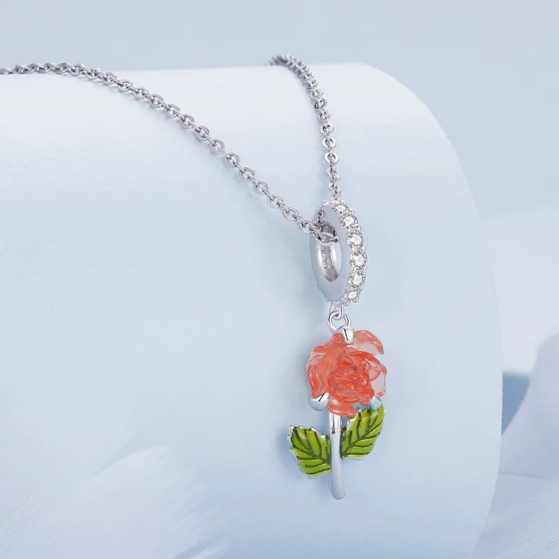 (изображение за) Pandora стил Кристална висулка с роза - BSC824-OG - Преглед 2