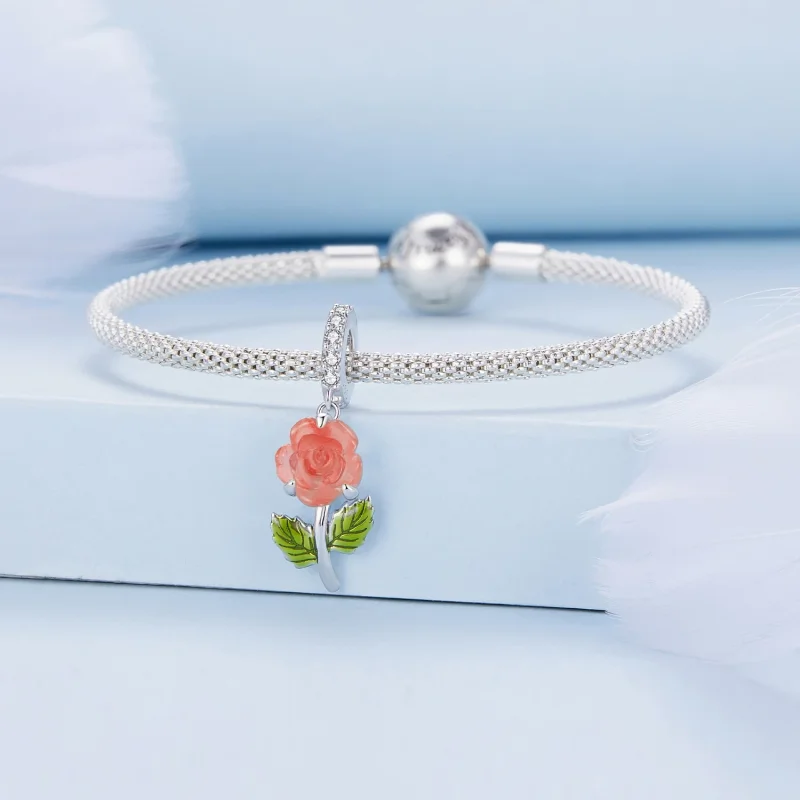 (изображение за) Pandora стил Кристална висулка с роза - BSC824-OG - Преглед 3