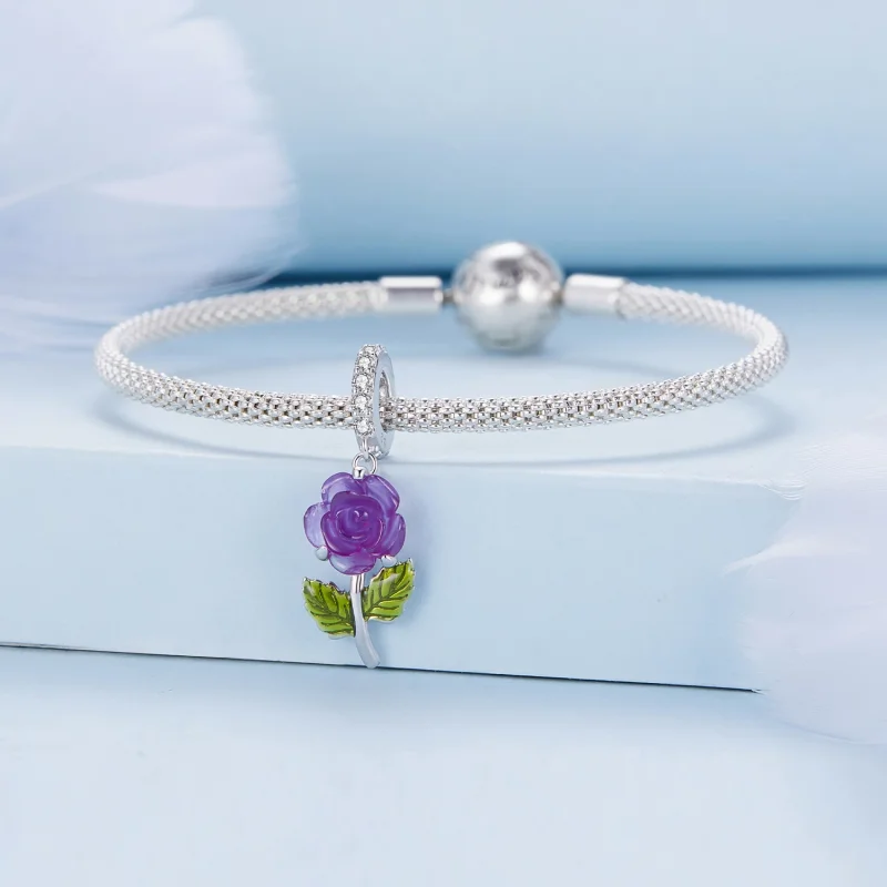 (изображение за) Pandora стил Кристална роза с висулка - BSC824-VT - Преглед 3