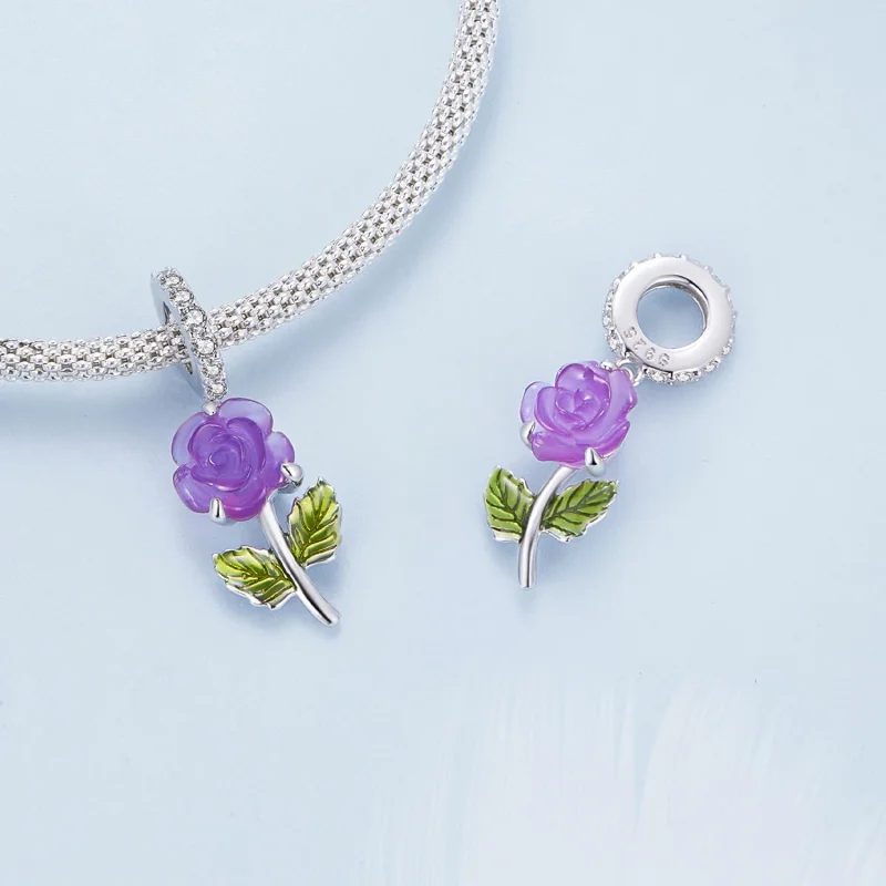 (изображение за) Pandora стил Кристална роза с висулка - BSC824-VT - Преглед 4