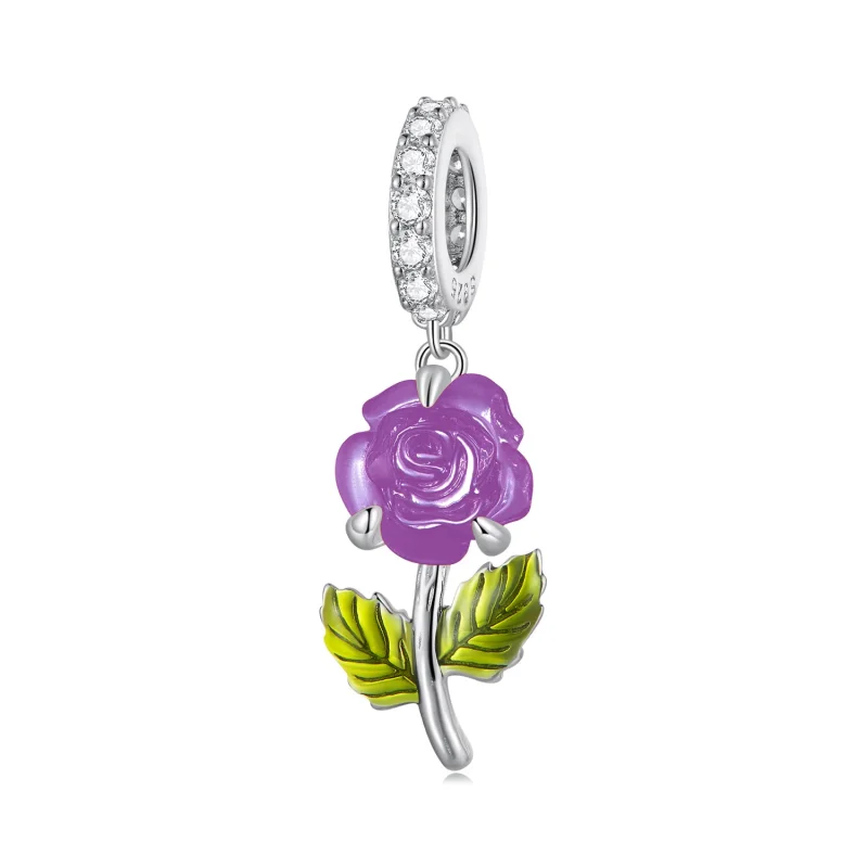(изображение за) Pandora стил Кристална роза с висулка - BSC824-VT
