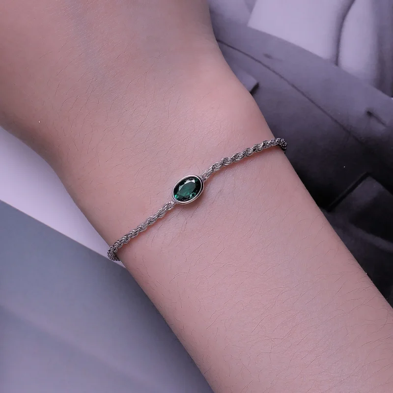 (изображение за) Pandora Стил Лека Луксозна Зелена Циркония Chopard Гривна - BSB1 - Преглед 5