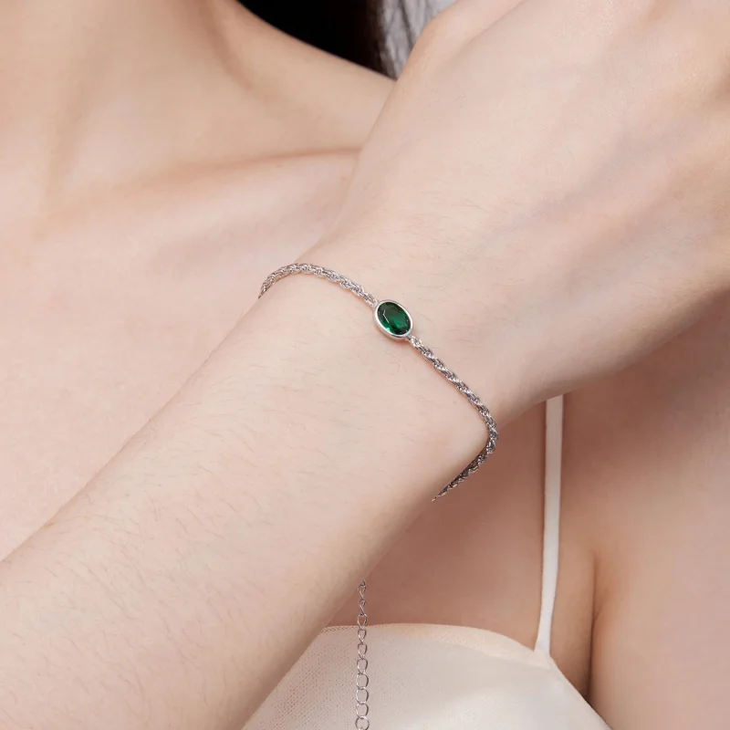 (изображение за) Pandora Стил Лека Луксозна Зелена Циркония Chopard Гривна - BSB1 - Преглед 6