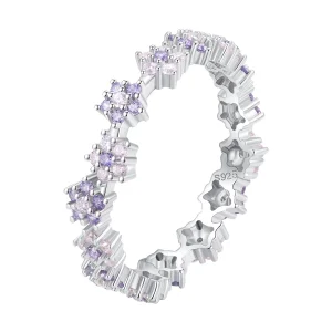 (изображение за) Pandora Стил Лилав Цветeн Изящен Пръстен с Цирконии - BSR359