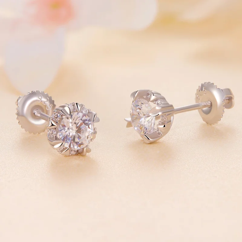 (изображение за) Pandora стил Изискани Moissanite Стикерни Обици (Две Сертификата - Преглед 3