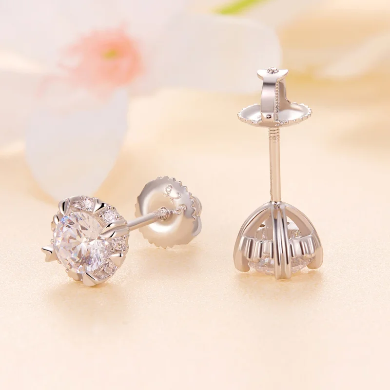 (изображение за) Pandora стил Изискани Moissanite Стикерни Обици (Две Сертификата - Преглед 4