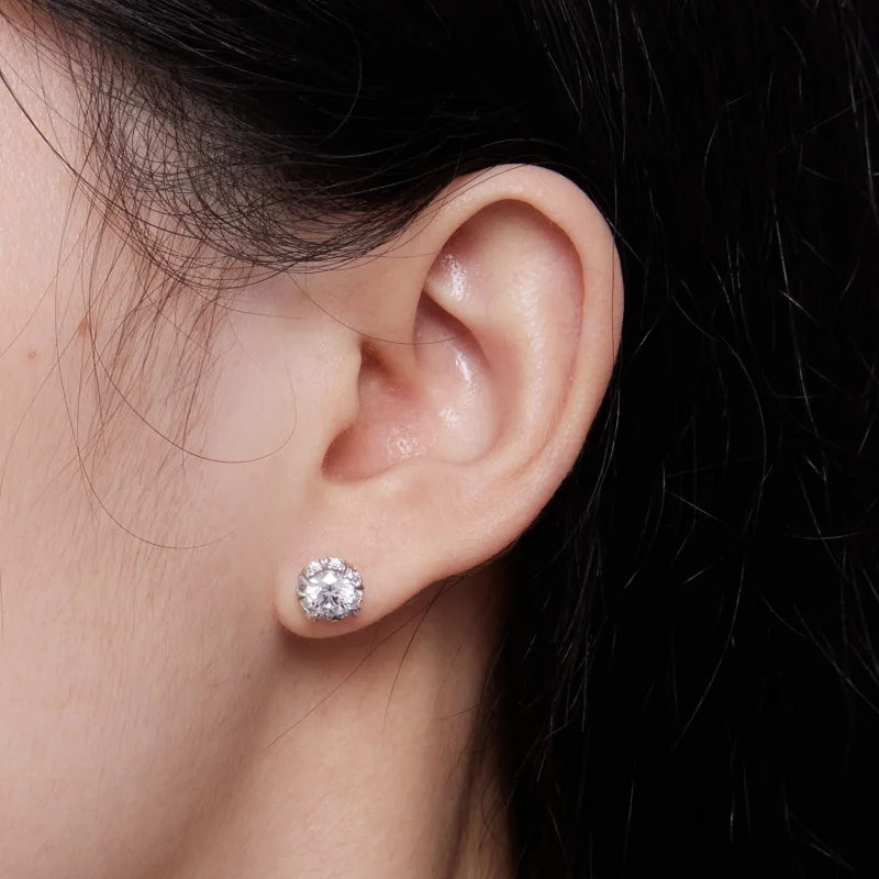 (изображение за) Pandora стил Изискани Moissanite Стикерни Обици (Две Сертификата - Преглед 5