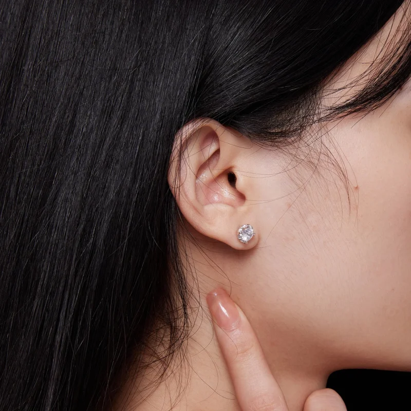 (изображение за) Pandora стил Изискани Moissanite Стикерни Обици (Две Сертификата - Преглед 7