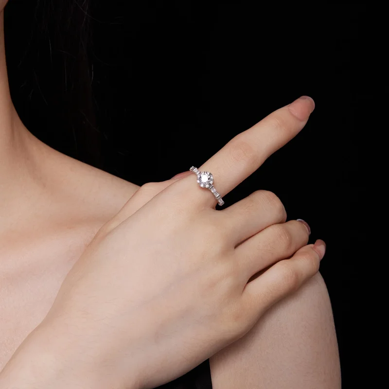 (изображение за) Pandora стил Изискан Moissanite пръстен - MSR023 - Преглед 5