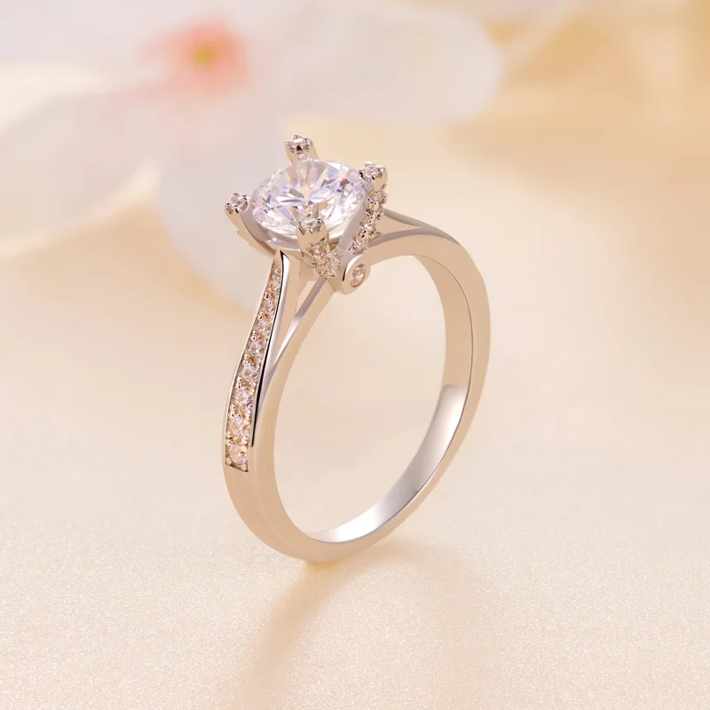 (изображение за) Pandora стил Изискан Moissanite Годежен пръстен - MSR026 - Преглед 2