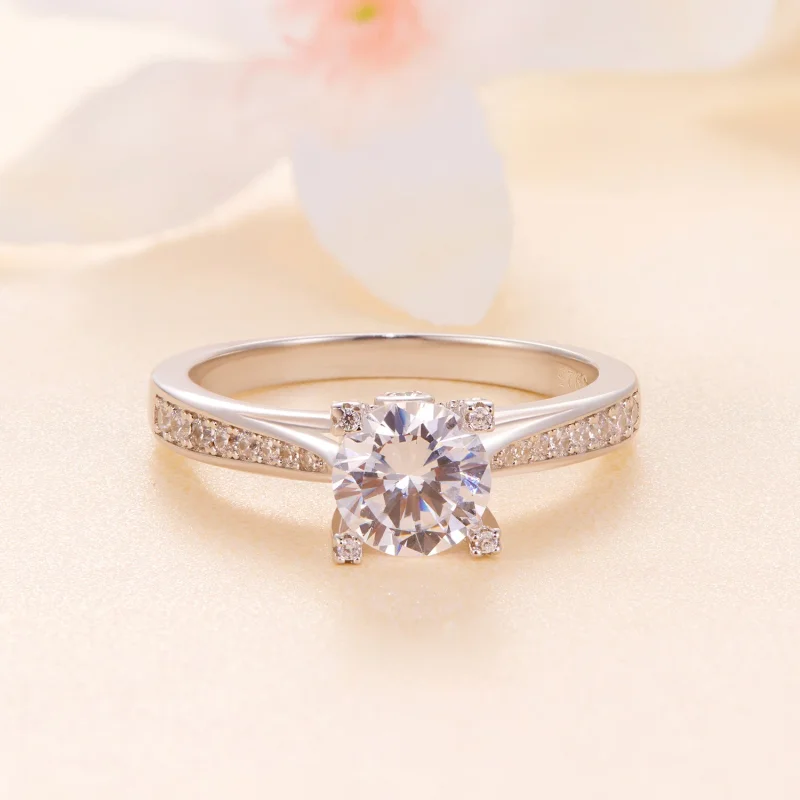 (изображение за) Pandora стил Изискан Moissanite Годежен пръстен - MSR026 - Преглед 3