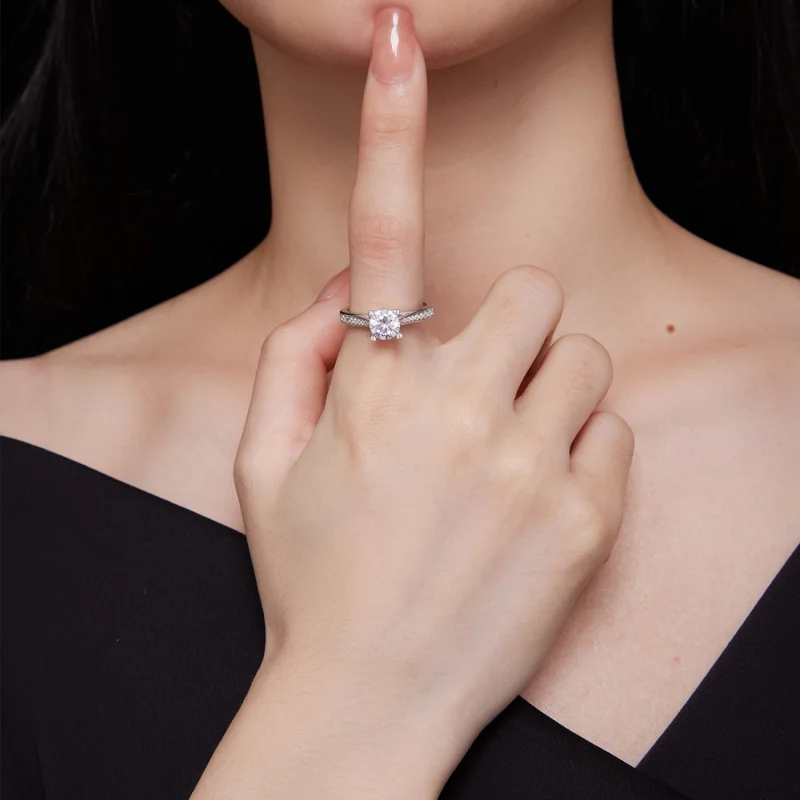 (изображение за) Pandora стил Изискан Moissanite Годежен пръстен - MSR026 - Преглед 6