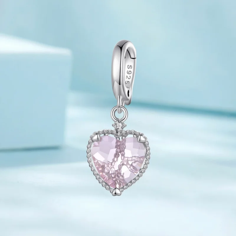 (изображение за) Pandora стил Pink Heart Dangle - SCC2594 - Преглед 2