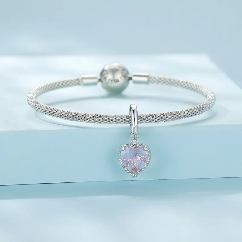 (изображение за) Pandora стил Pink Heart Dangle - SCC2594 - Преглед 3