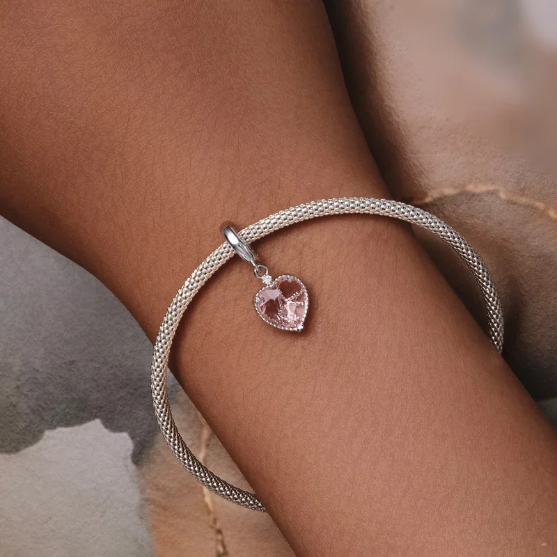 (изображение за) Pandora стил Pink Heart Dangle - SCC2594 - Преглед 6