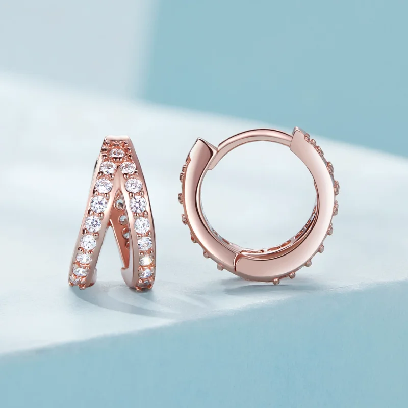(изображение за) Pandora стил Розово злато Модерни женски обръчи - SCE1187-C - Преглед 2
