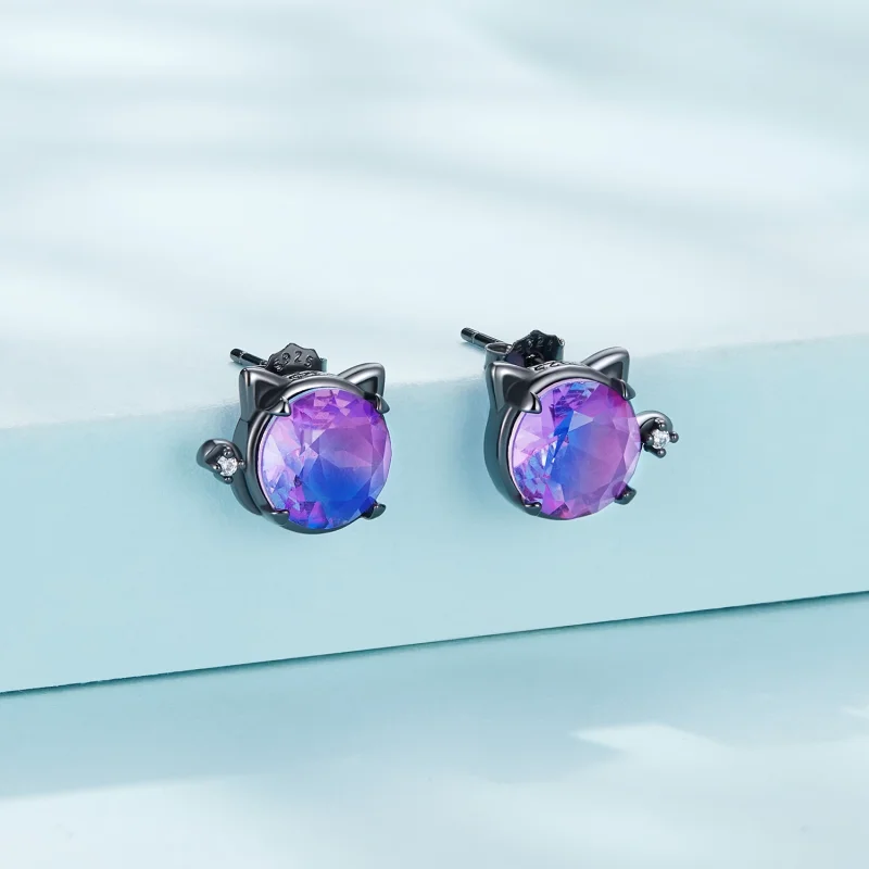 (изображение за) Pandora стил Котка Обеци с щифт - SCE1568 - Преглед 2