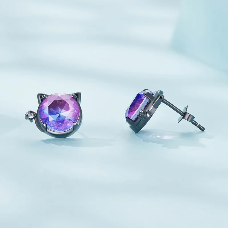 (изображение за) Pandora стил Котка Обеци с щифт - SCE1568 - Преглед 3