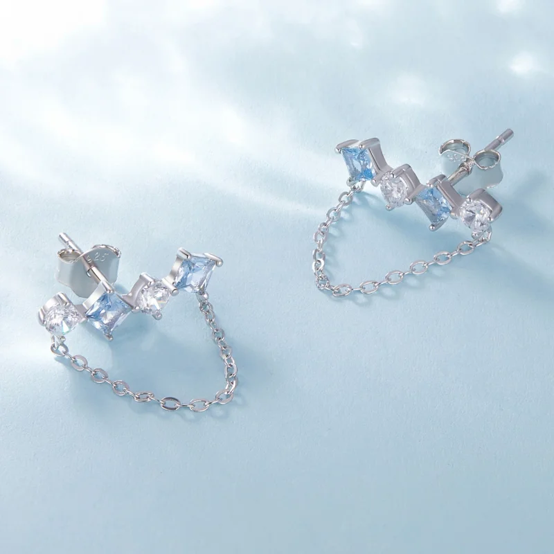 (изображение за) Pandora стил Изящни обици с камъни - SCE1585 - Преглед 3