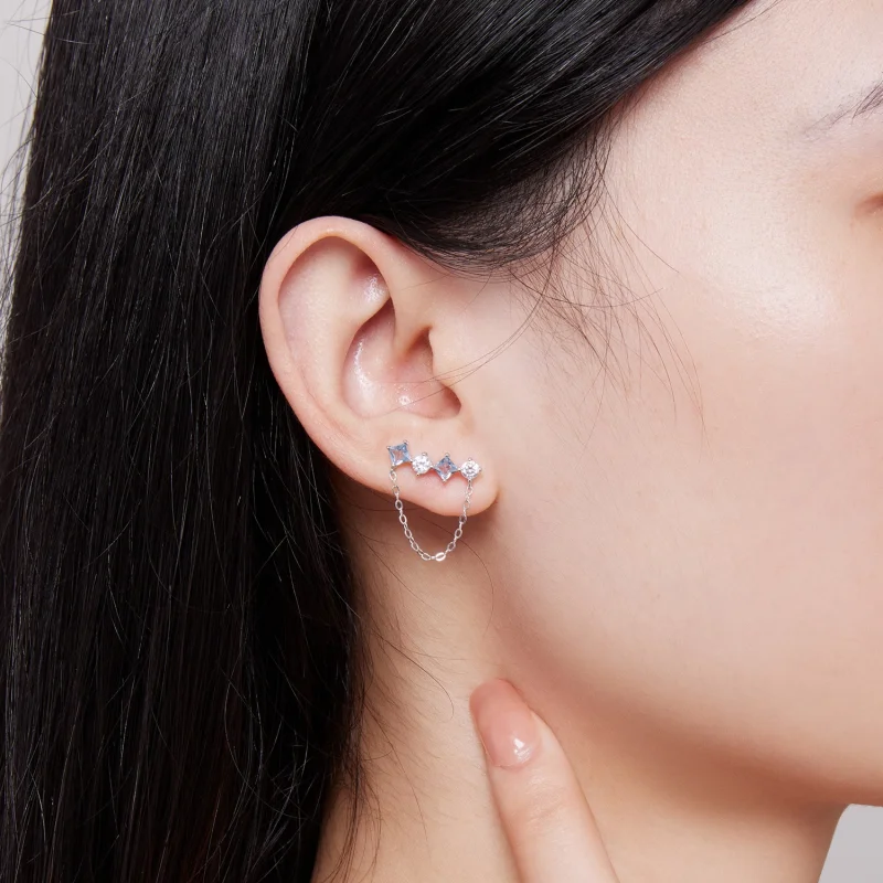 (изображение за) Pandora стил Изящни обици с камъни - SCE1585 - Преглед 5