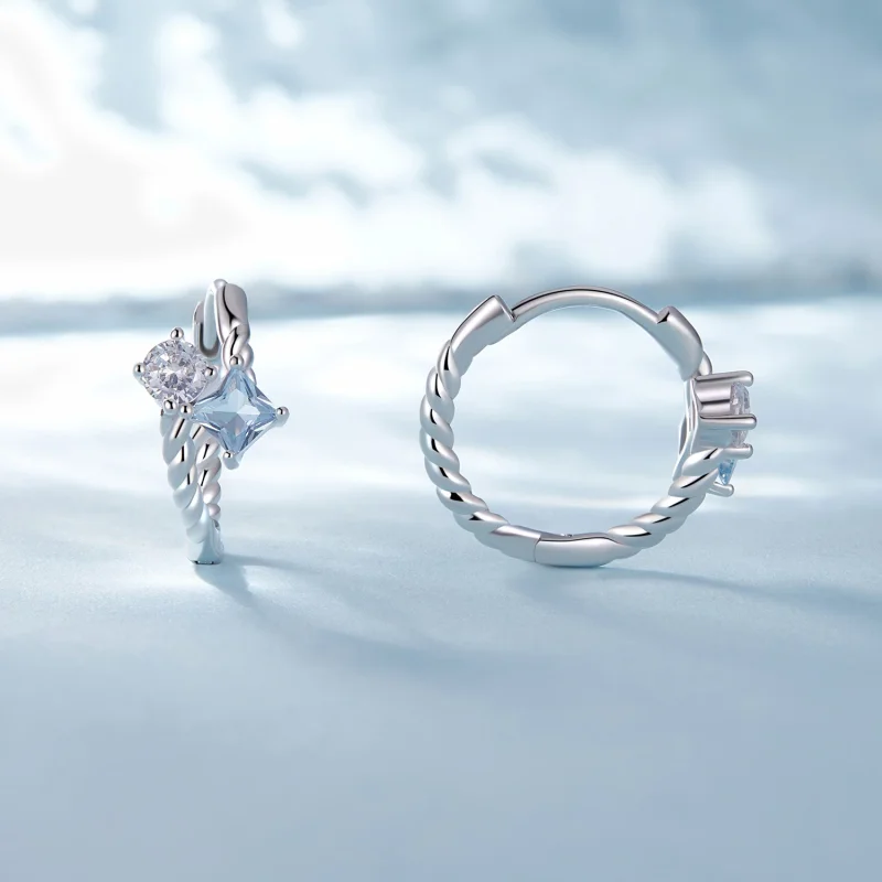 (изображение за) Pandora стил Изискани Обковани Обици с Камъни - SCE1587 - Преглед 2