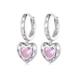 (изображение за) Pandora стил Розови обици във формата на сърце - SCE1625