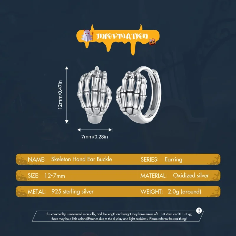 (изображение за) Pandora стил Скелетна Ръка Обици - SCE1641 - Преглед 5