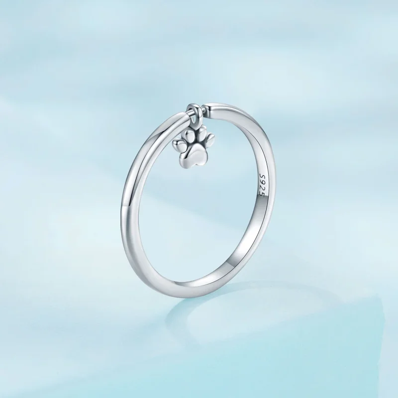 (изображение за) Pandora стил кръгъл пръстен с кучешка лапа - SCR892 - Преглед 3