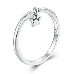(изображение за) Pandora стил кръгъл пръстен с кучешка лапа - SCR892