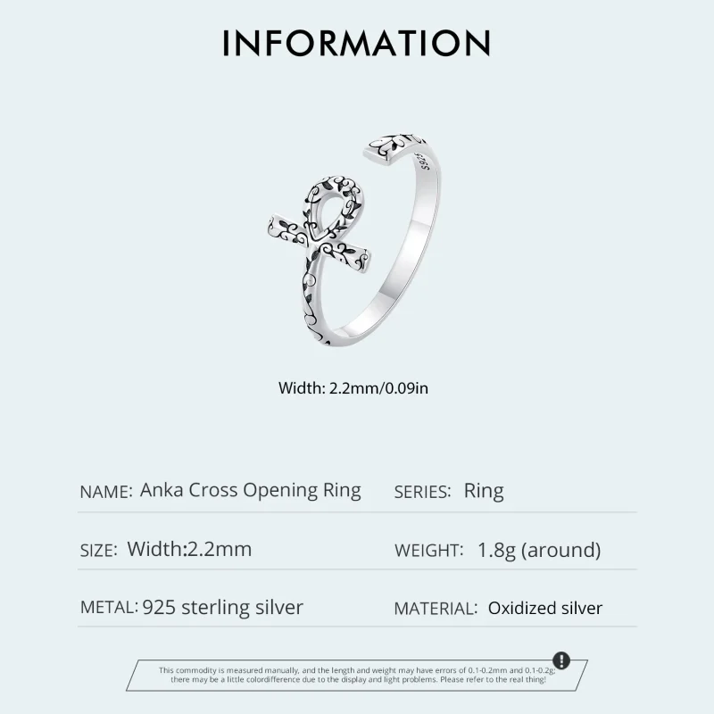 (изображение за) Pandora стил Анкх кръст Отворено пръстен - SCR972-E - Преглед 4
