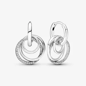 Семейство Пандора Винаги обградени обеци с халки - 291156C01 (изображение за) Семейство Пандора Винаги обградени обеци с халки - 291156C01